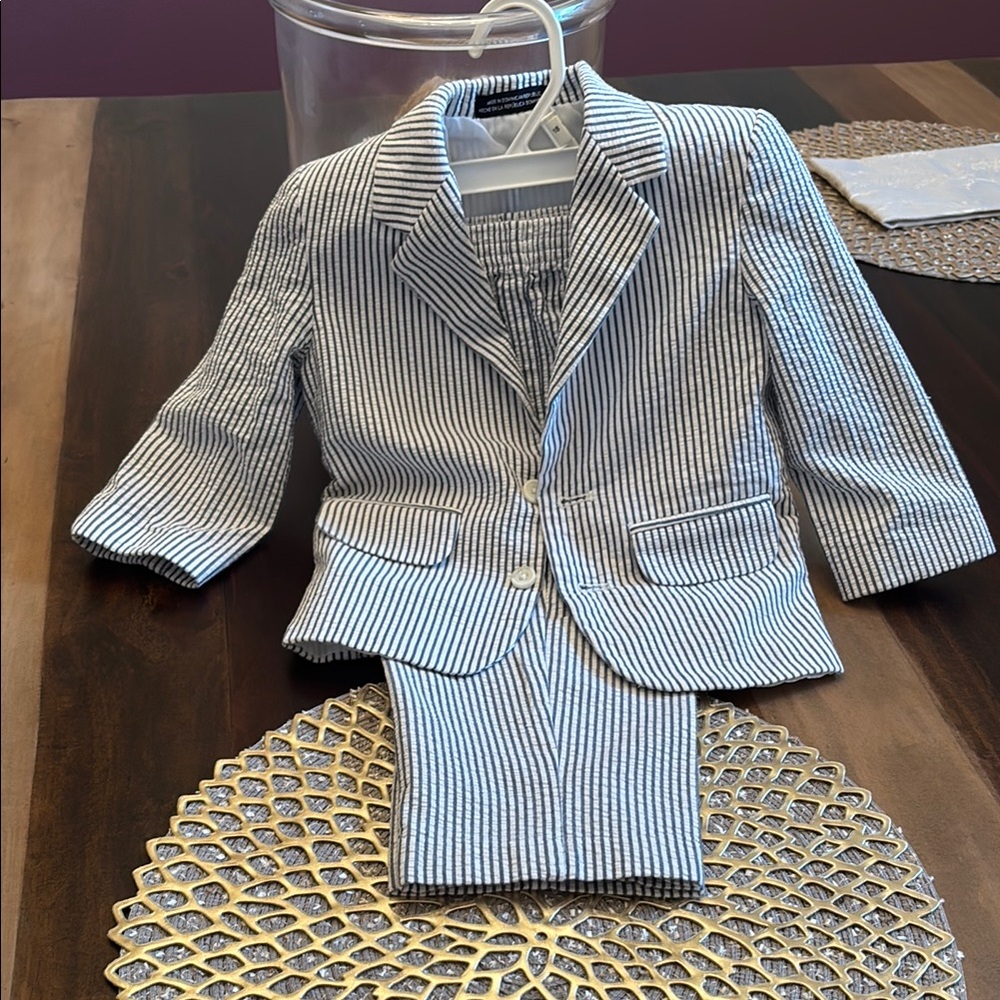 Nautica Navy and White Striped Suit